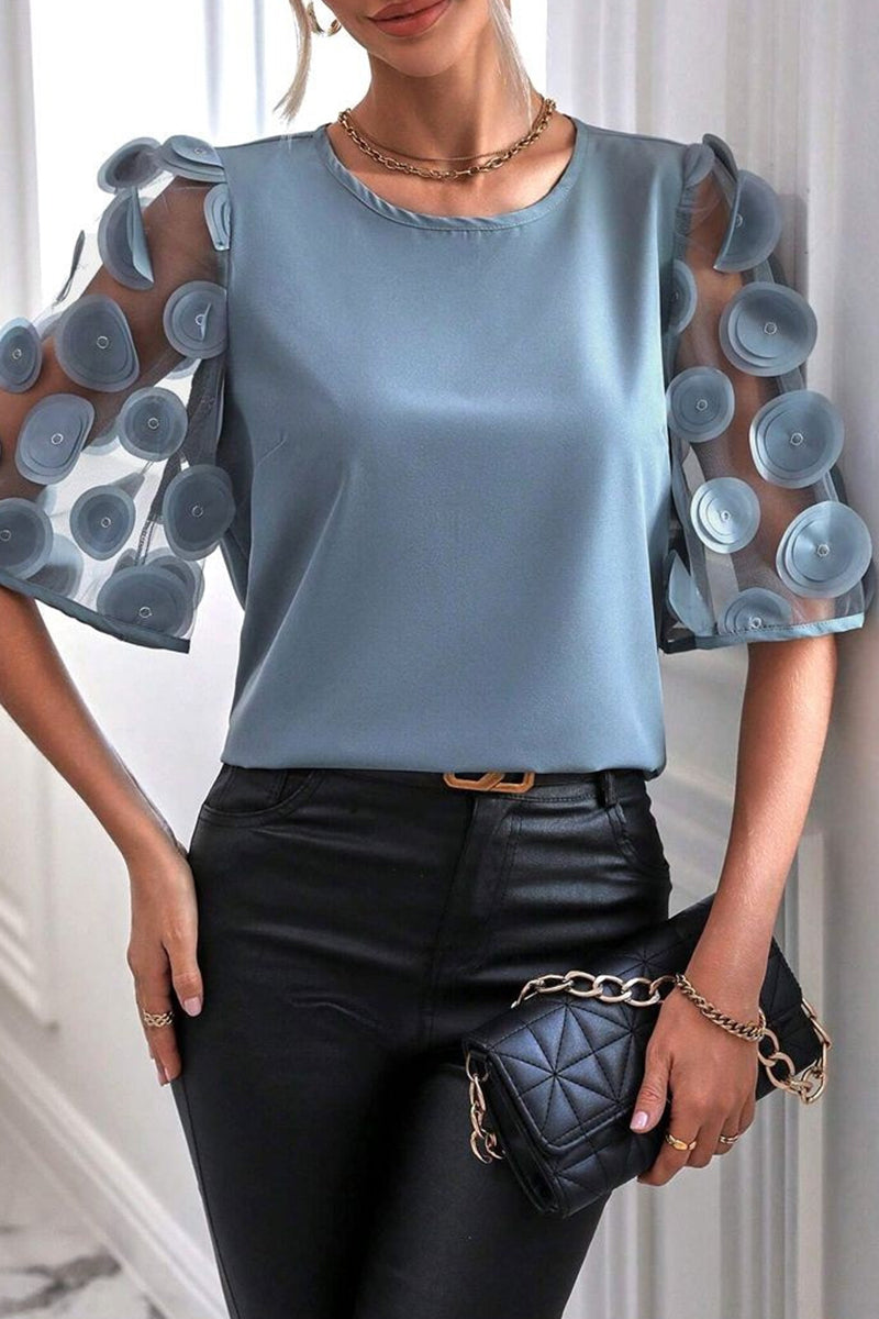 Sweet Appliques O Neck T-shirts
