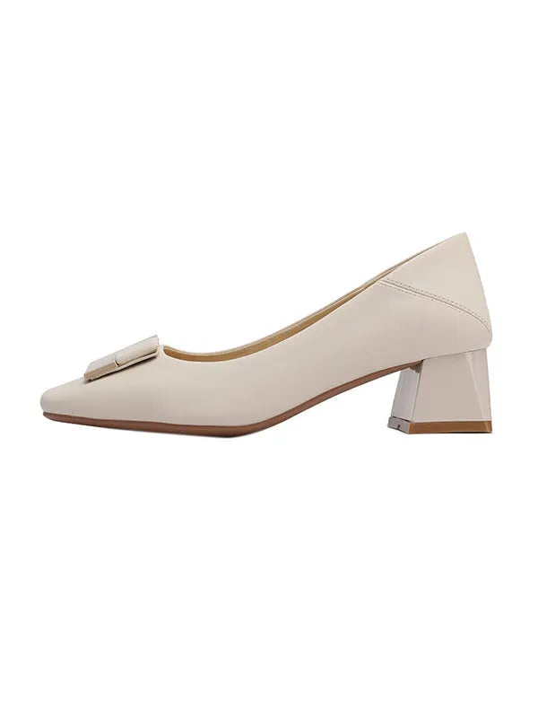Square Buckle Chunky Square Mid Heel Shoes