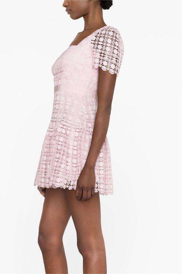 Square Collar Lace Mini Dress