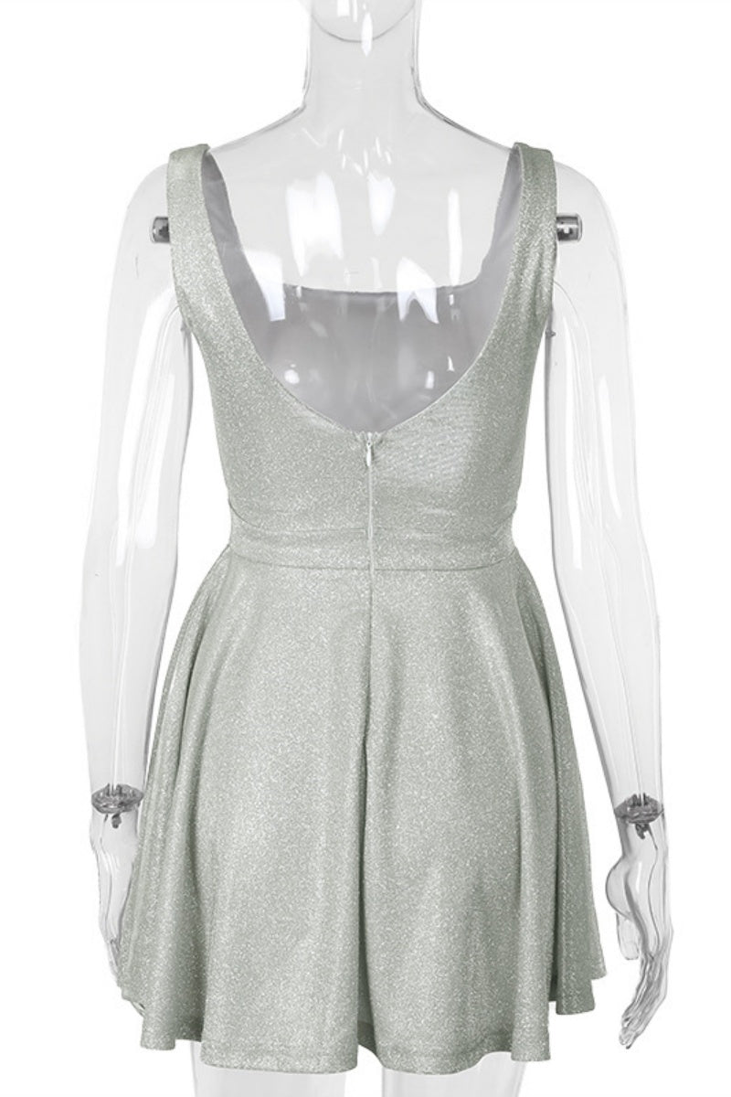 Color Backless U Neck Vest Dresses