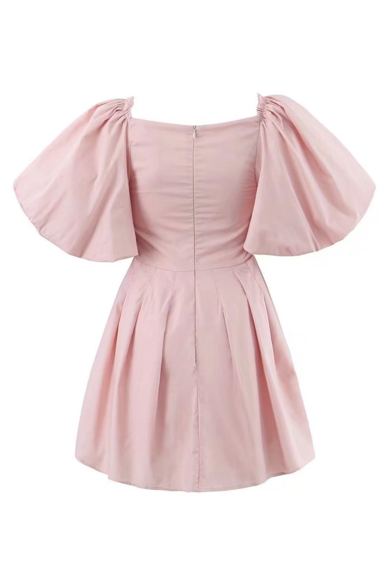 Lydia Puff-sleeve Knot Mini Dress