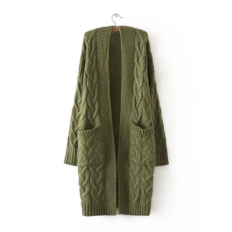 ’s Autumn Winter Twist Knitted Sweater Cardigan Coat