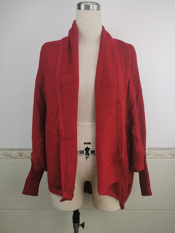 Batwing Sleeves Loose Color Cardigan Tops
