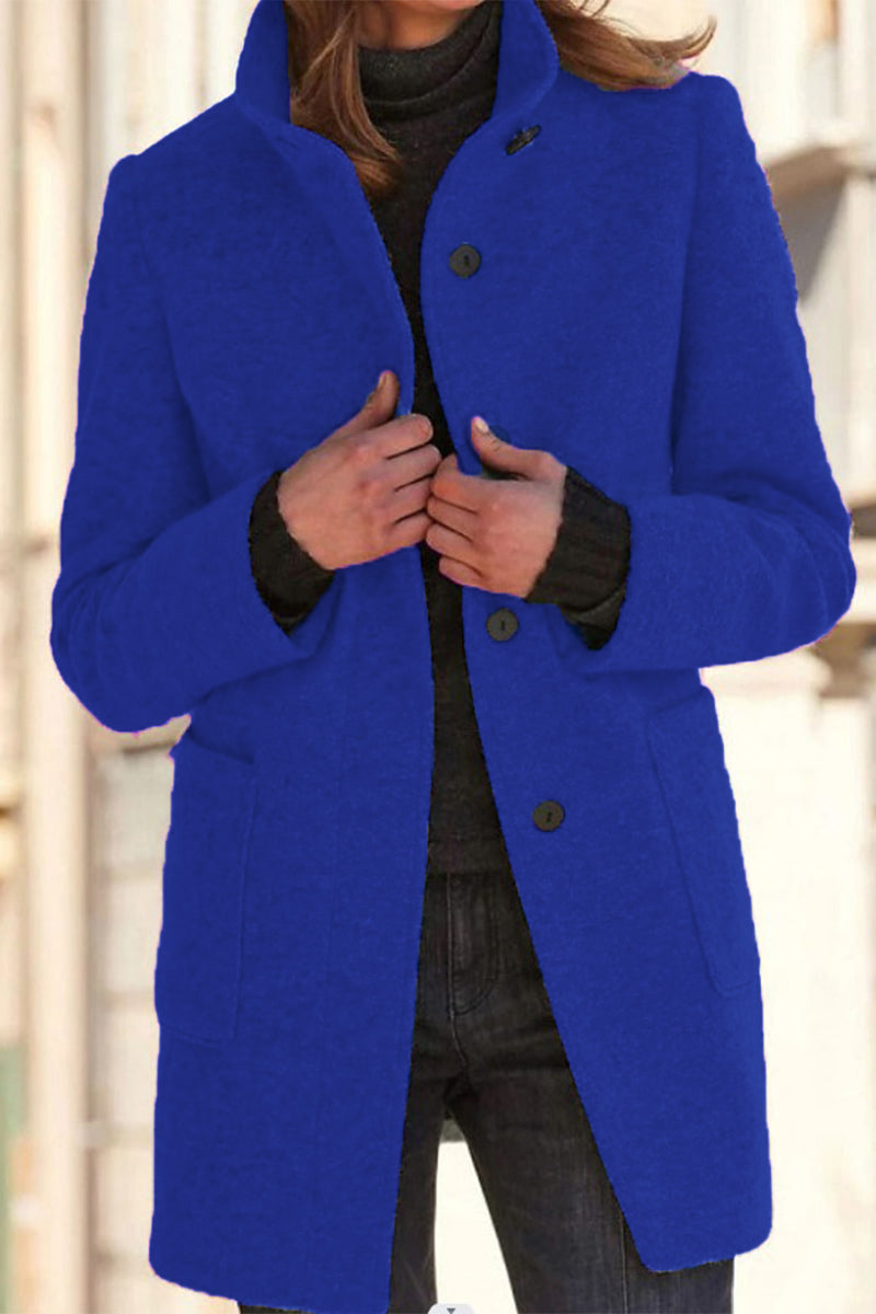 Color Mandarin Collar Outerwear