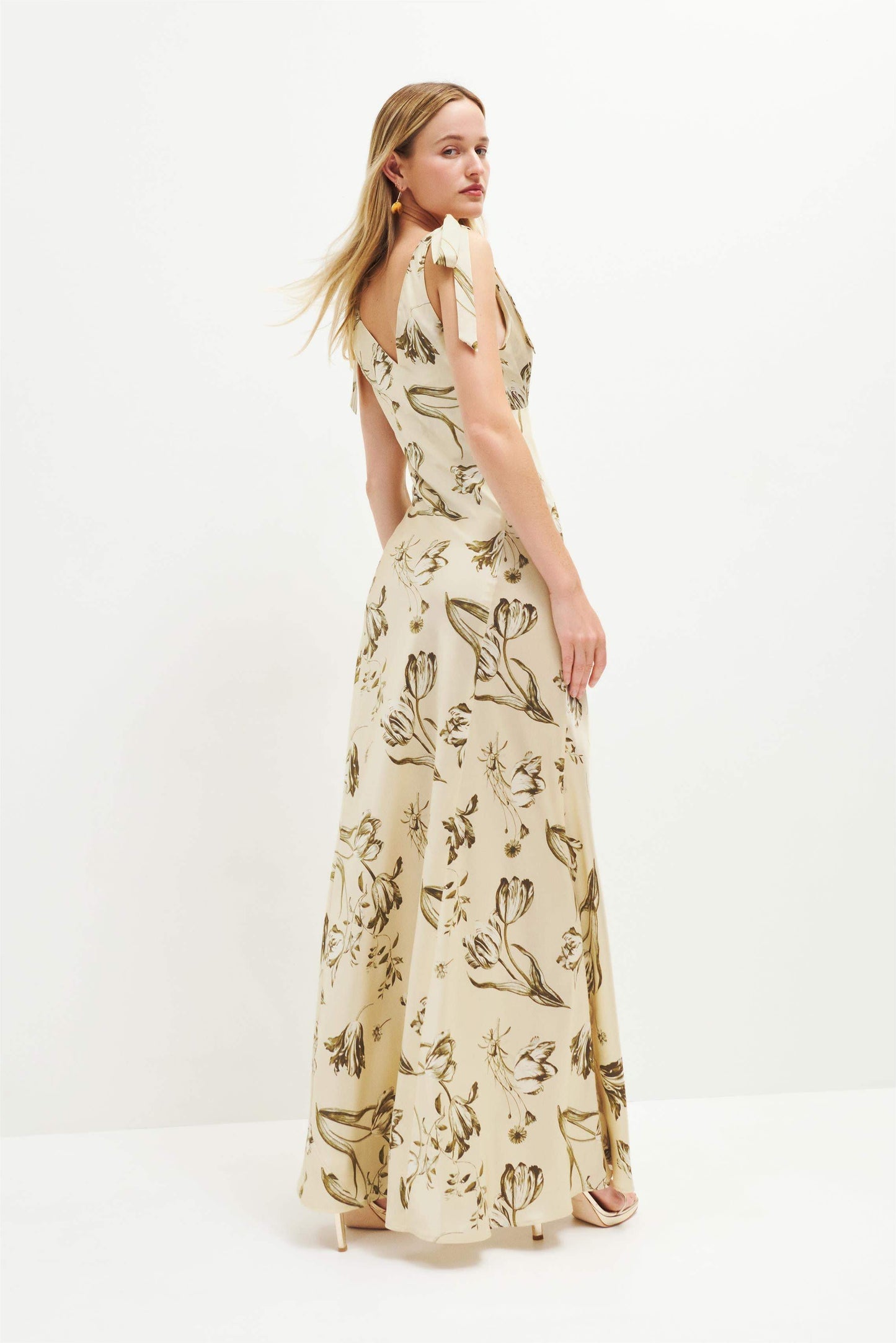 V-neck Wrapover Belted Tapered Waist Midi Dress