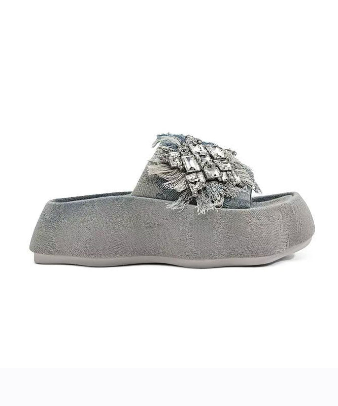 Boutique Tassel Zircon Platform Slide Sandals Ag1002