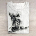 Comstylish Scrawled Puppy Art Cute Dog Print Casual Short Sleeve T-Shirt
