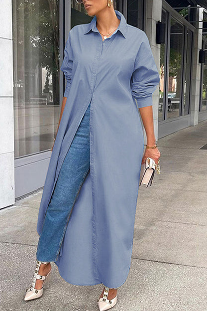 Patchwork Buckle Turndown Collar Tops