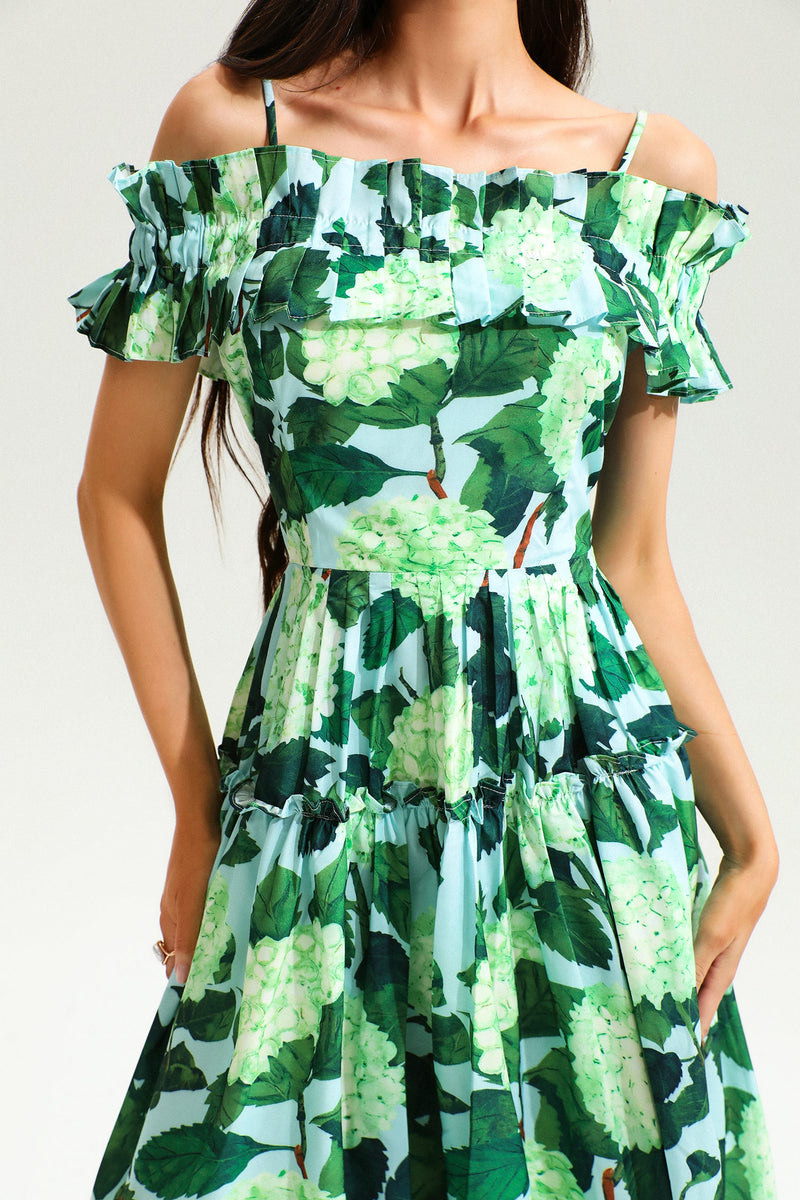 Printed Off-shoulder Maxi Dress