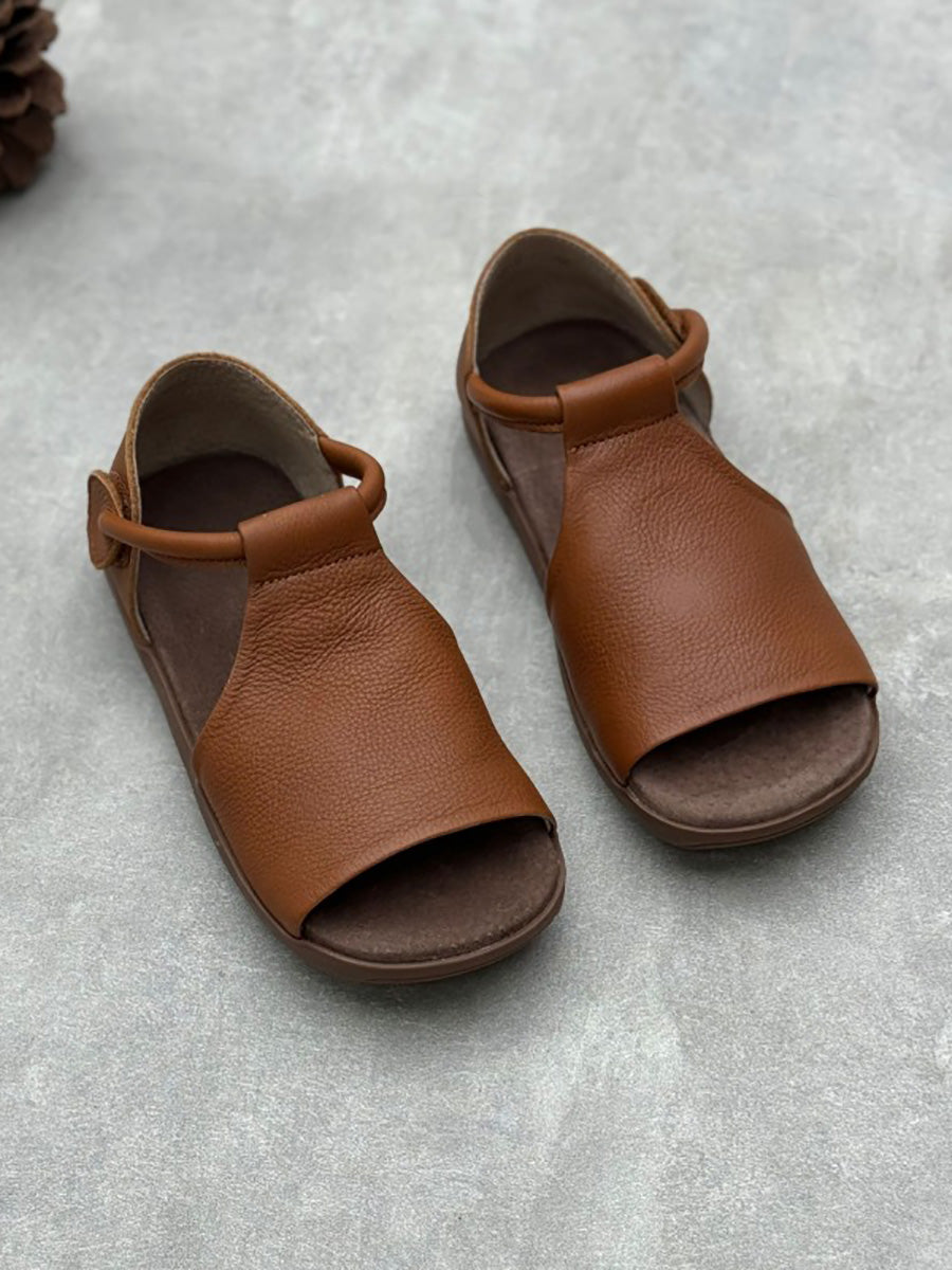 Summer Soft Genuine Leather Flat Sandals Fd035