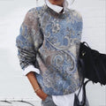 Cashew Flower Petal Print Crew Neck Vintage Sweatshirt elevenforest