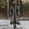 Women's Celtic Knot Jacquard Art Hooded Knit Cozy Cardigan artswardrobe