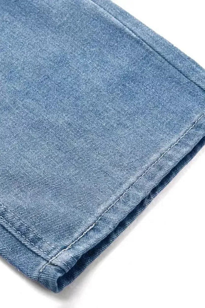 Street Ripped Buckle Low Waist Loose Denim Jeans(4 Colors)