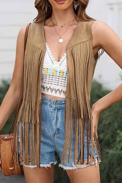 Color Fringed Trim V Neck Waistcoats(6 Colors)