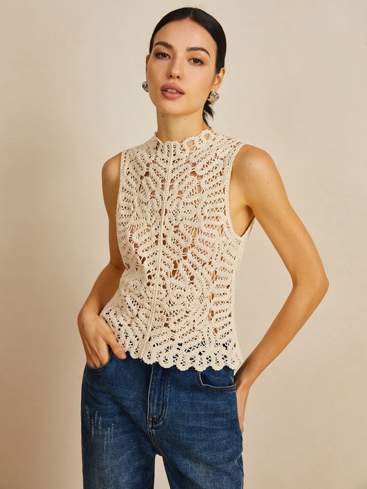 Crochet Hollow Out Sweater Vest