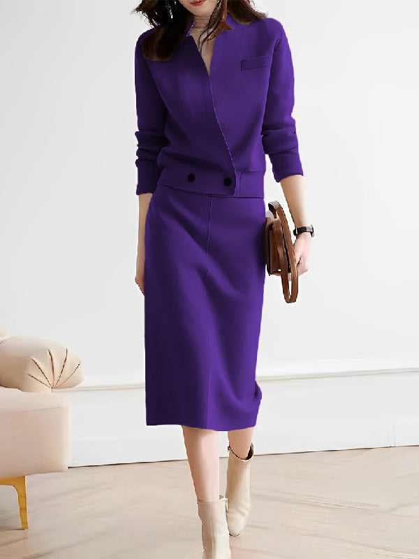 Long Sleeves Color Stand Collar Cardigan Tops