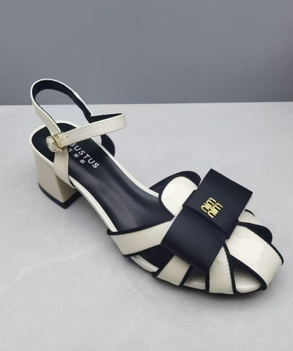Faux Leather Yellow Splicing Buckle Strap Hollow Out Sandals Ag1020