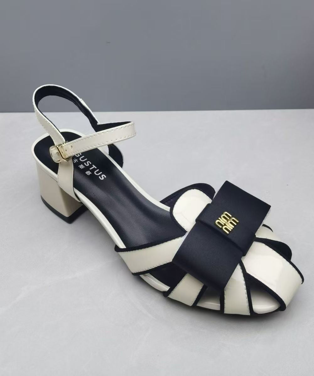 Faux Leather Yellow Splicing Buckle Strap Hollow Out Sandals Ag1020