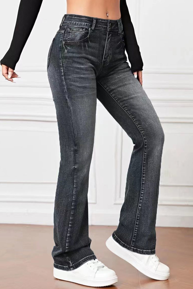 Pocket High Waist Denim Jeans(3 Colors)