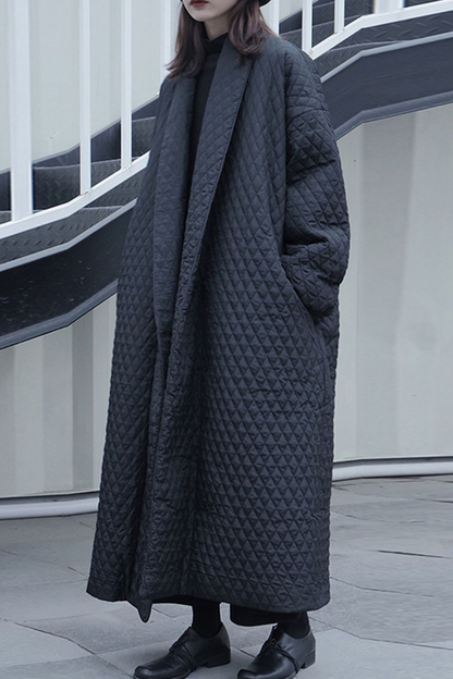 Pocket Texture Turndown Collar Overcoat