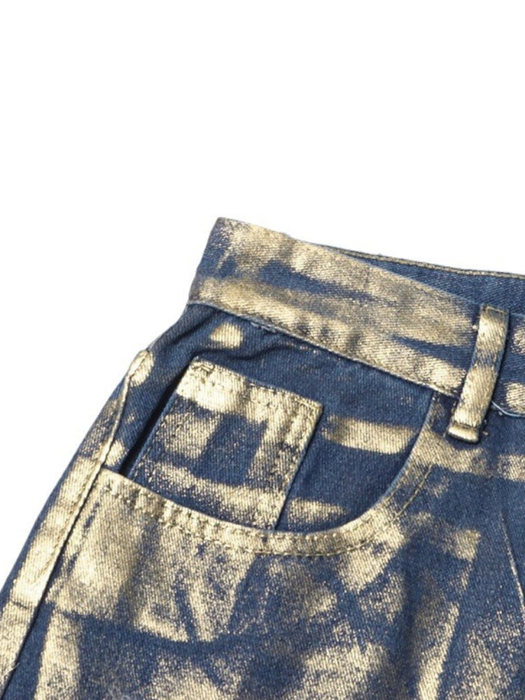 Taruxy Pu Jeans Woman New Winter High Waisted Jeans Street Loose Baggy Denim Pants Bottoms
