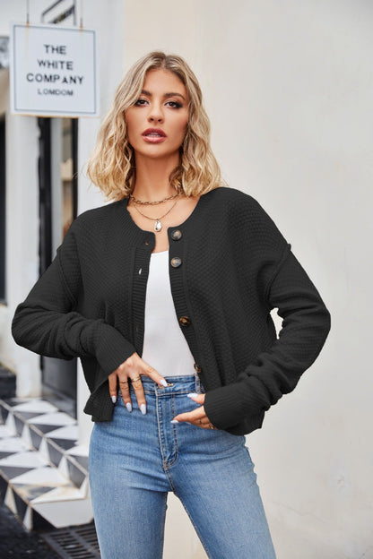 Autumn Winter ’s Loose Cardigan Sweater: Retro Single Row Button Coat