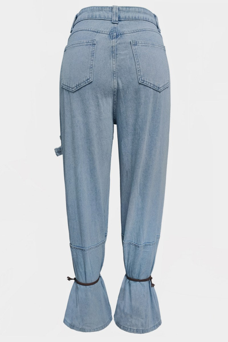 Pocket Belted Regular Denim Jeans (subject to the Actual Object )