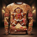 Comstylish Men's Christmas Gingerbread Print Crew Neck Casual Sweatshirt