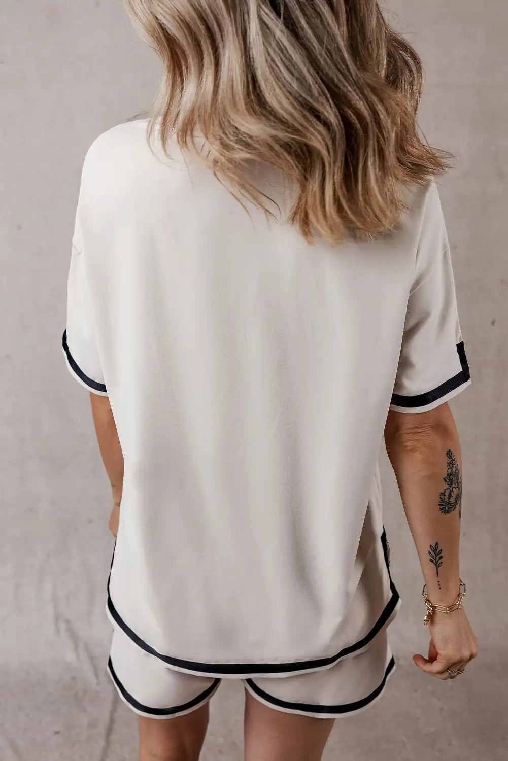 Apricot Color Block Tee and Shorts Set