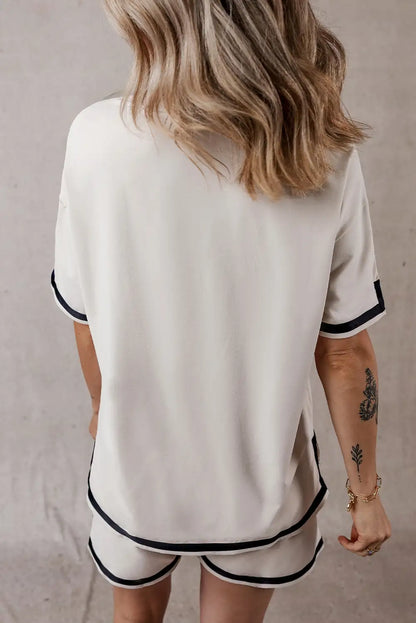 Apricot Color Block Tee and Shorts Set