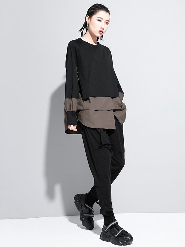 False Two Split-joint Long Sleeve T-shirt