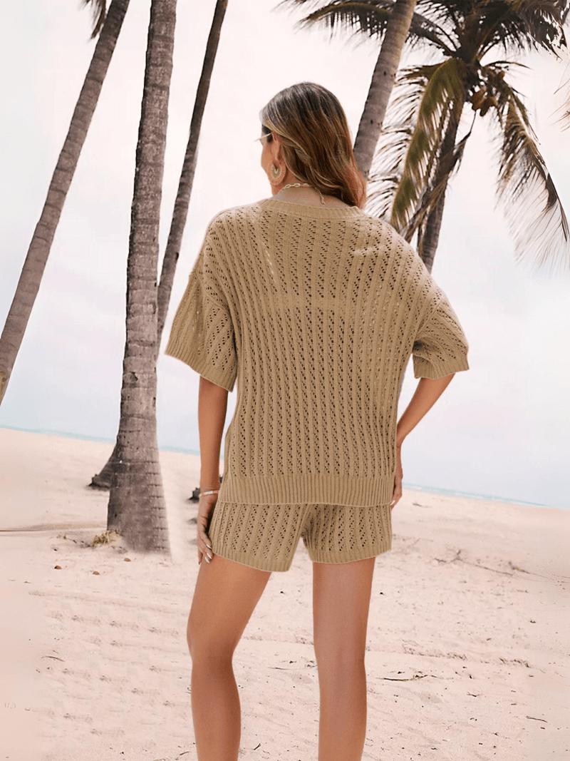Sailor Knit Crochet Matching Set - Khaki