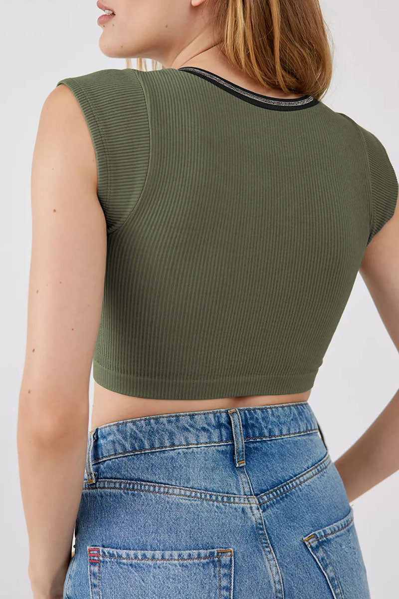 Street Patchwork U Neck T-shirts