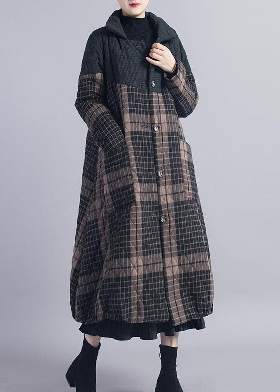 Diy Red Plaid Patchwork Fine Cotton Filled Winter Coat