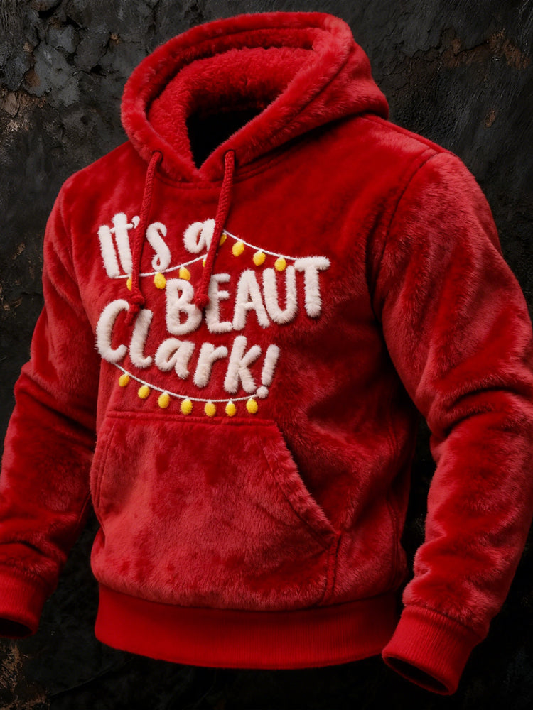 Comstylish Men's Christmas Inspired Vintage Cozy Plush Hoodie