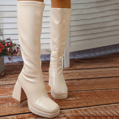 Block Heeled Long Boots Tr7063