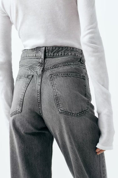 Fall Clothing Wide Leg Mid Waist Long Jeans – High Waisted Denim Pants