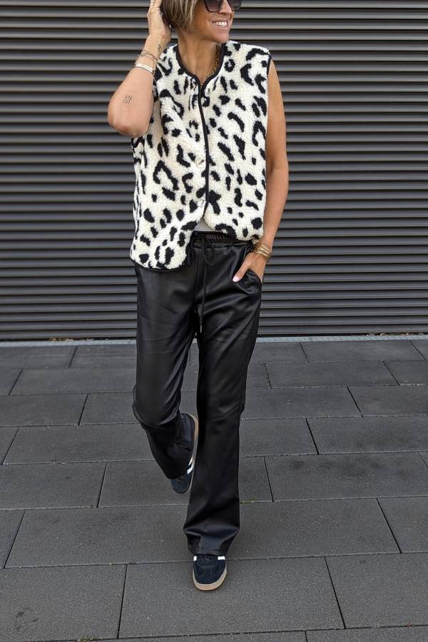 Leopard Print Front Opening Autumn and Winter Vest Jacket