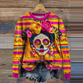 Comstylish Mexican Festive Day Of The Dead Art Printed Sweatshirt For Fans