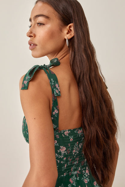 Cami Lace Up Ruched Backless Midi Dress