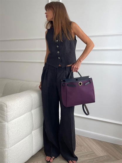 Tossy 2 Piece-set Wide Leg Trousers Patchwork High Waist Straight Legg Outfits Vestidos ’s Pants Sets