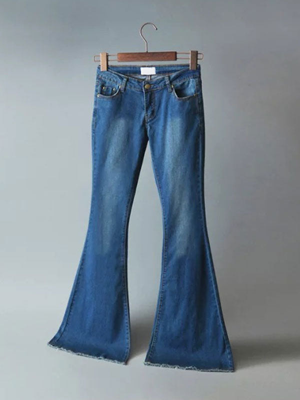 Jeans for Bell Bottoms Zipper Fly Button Fly Blue Denim Pants