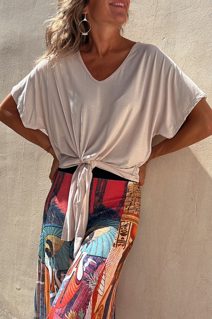 Daily Knotted V Neck T-shirts
