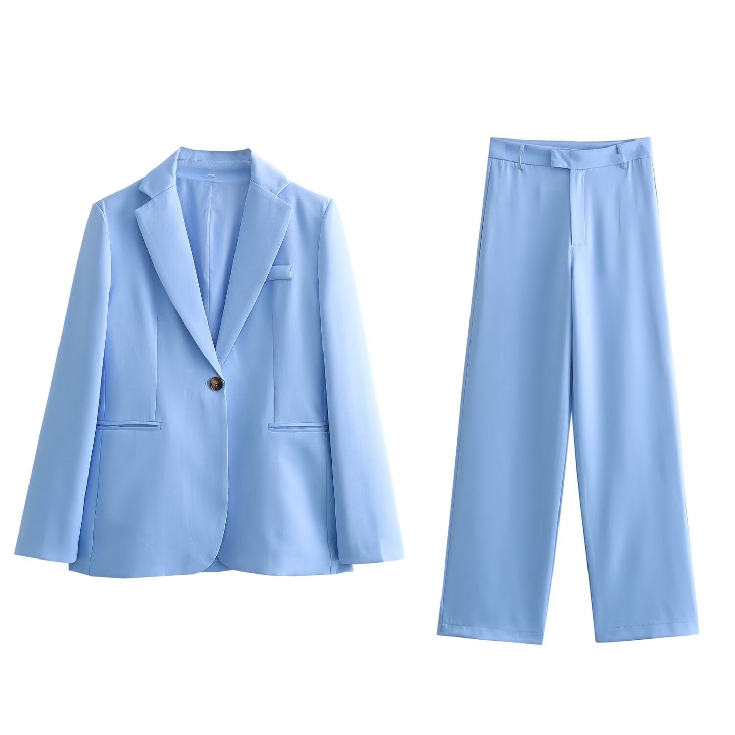 Spring Straight Cut Blazer Vertical Straight Leg Pants Suit – and Stylish Outfit for
