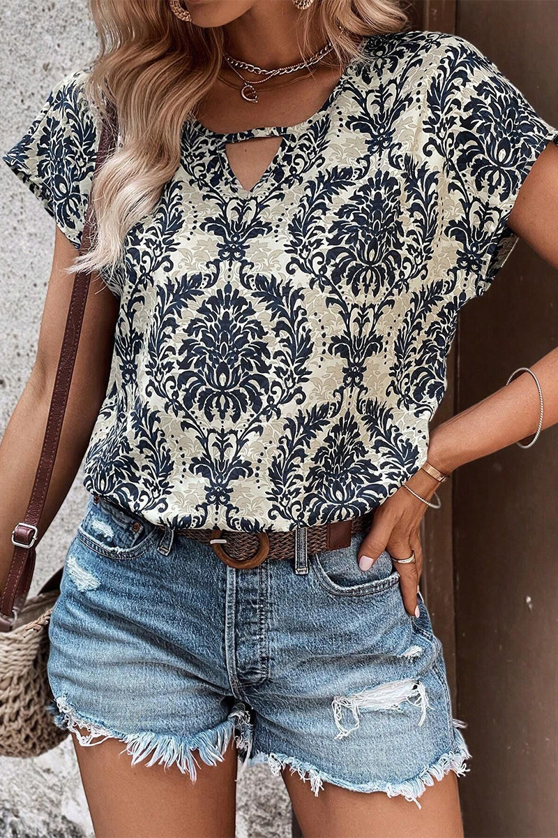 Hollowed Out V Neck T-shirts