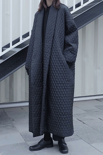 Pocket Texture Turndown Collar Overcoat