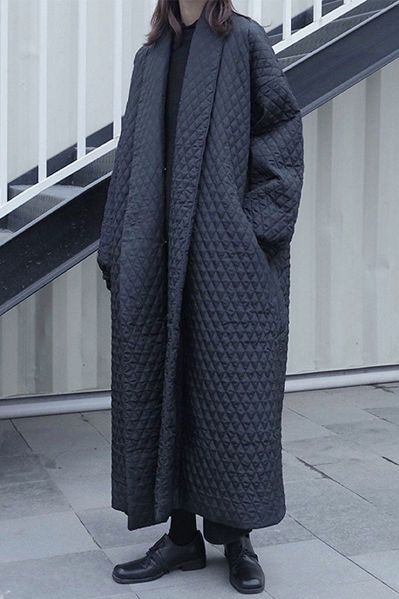 Pocket Texture Turndown Collar Overcoat