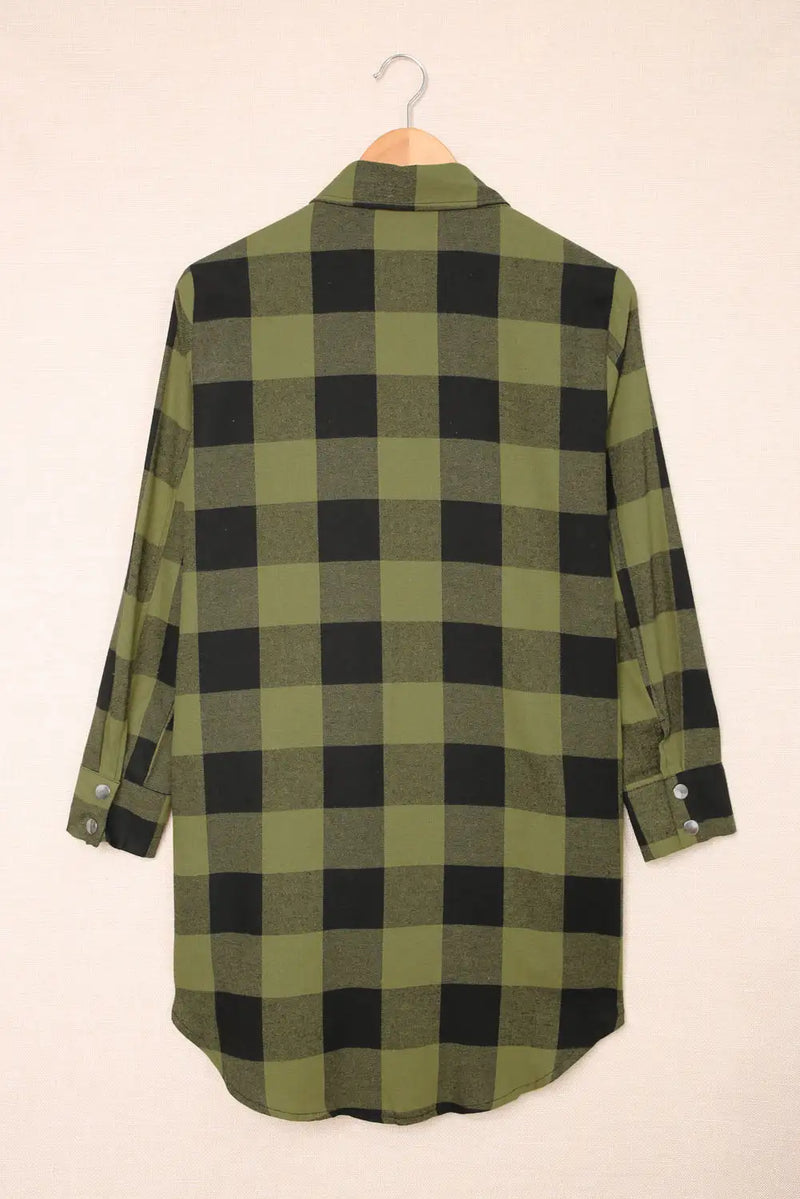 Fresh Green Plaid Shirt Coat
