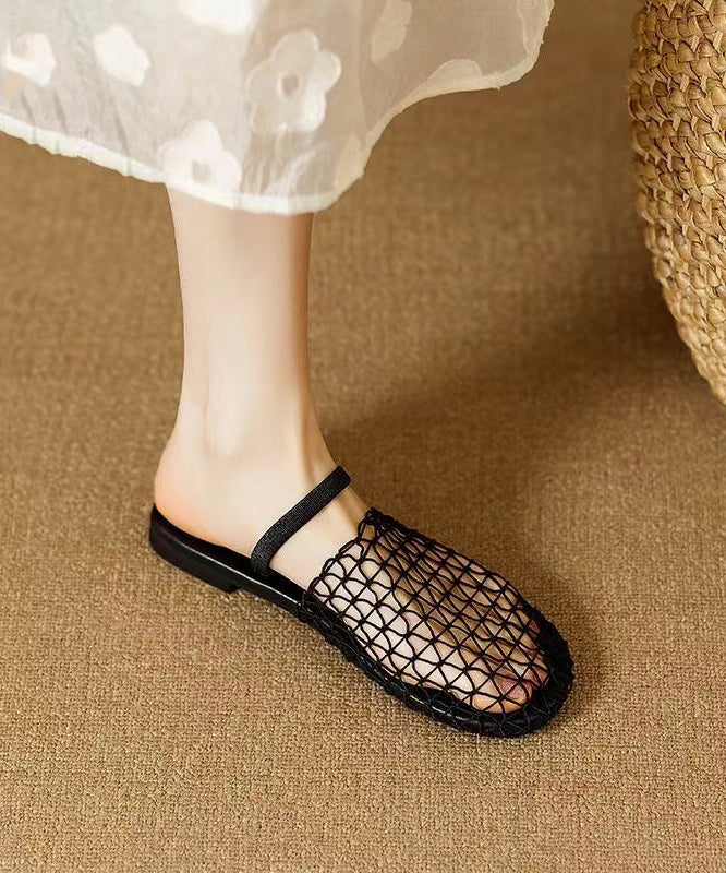 Stylish Apricot Hollow Out Splicing Slide Sandals Aa021
