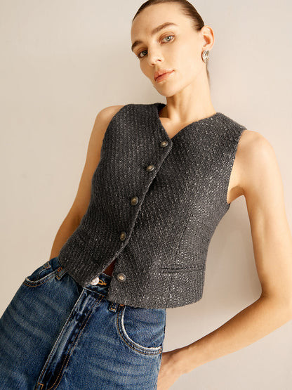 Tweed Breasted Vest